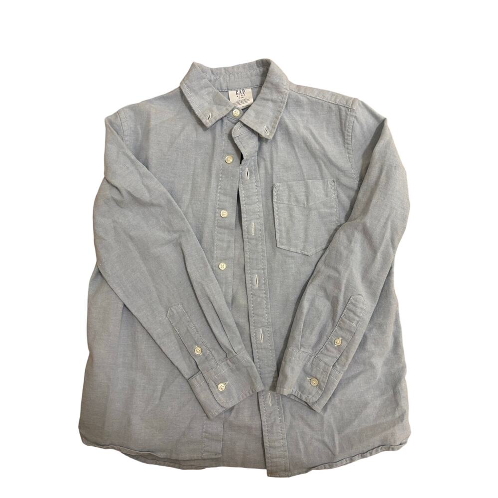 Gap Kids Oxford Button Down Shirt Blue Long Sleeve Cotton Boys Size M 8 - Picture 7 of 8